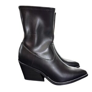 Universal Thread Boots Womens Sz 7 Black Western Pointed Toe Block Heel‎ Zip NEW